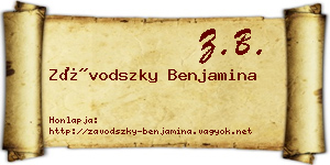 Závodszky Benjamina névjegykártya